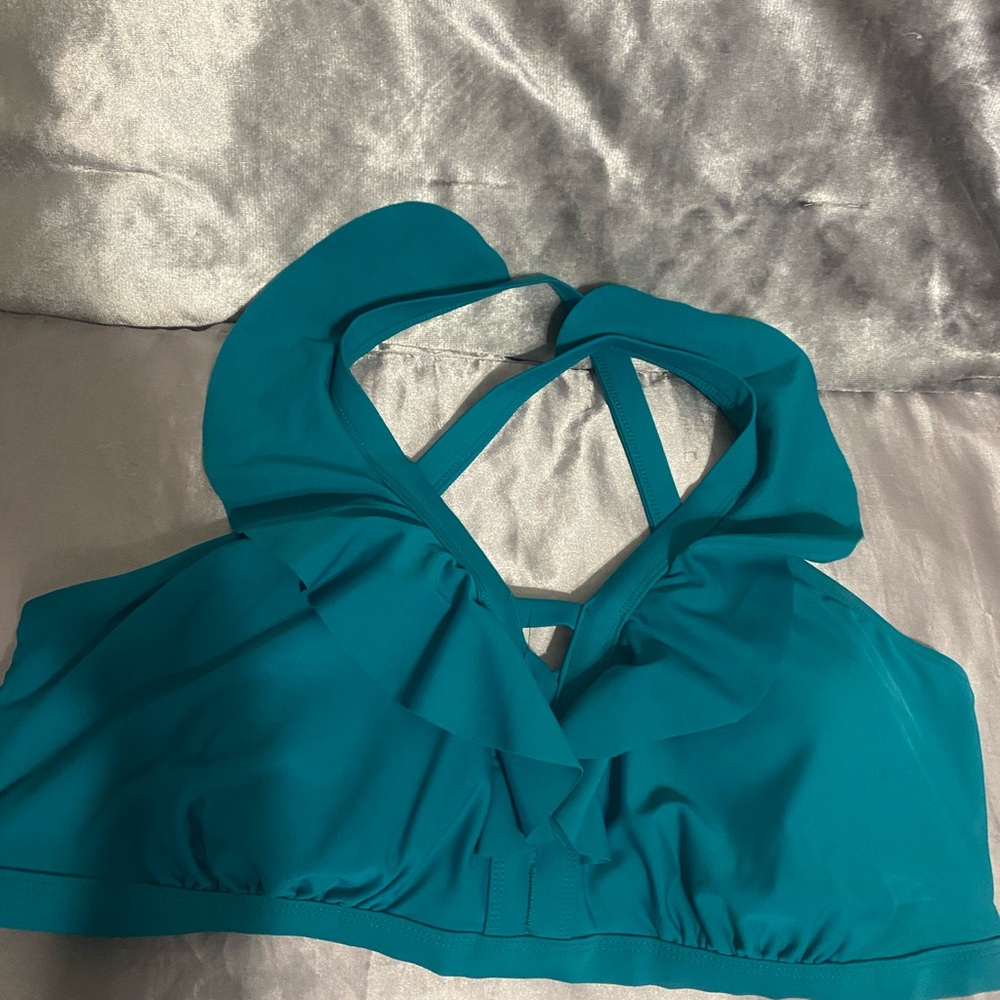 Teal Ruffled Bikini Set - Picture 4 of 8